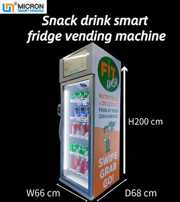 240V الثلاجة الذكية آلة البيع زجاجة زجاجية مشروب بارد Grab N Go الثلاجة
