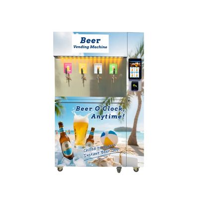 الخدمة الذاتية 5-8 ℃ آلة بيع البيرة الباردة الطازجة مع 4 خيارات البيرة للبارات Cafeterias