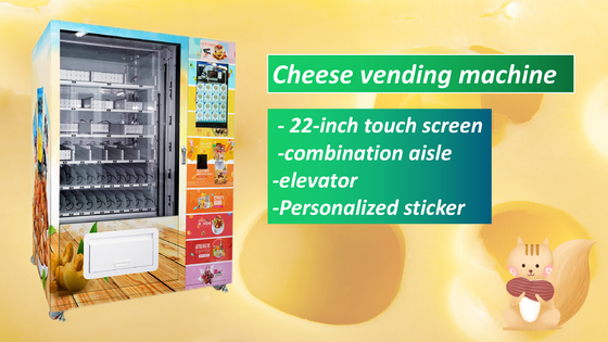 22 Inch Screen Cheese Vending Machine For Advertising Support Contactless Payment